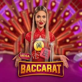 Mega Baccarat slot logo by Pragmatic Play at Slot Heart Casino