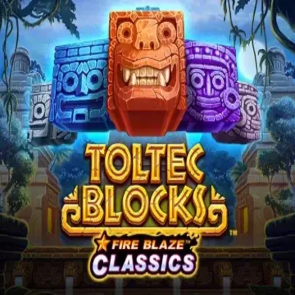Fire Blaze: Toltec Blocks slot logo by Rarestone Gaming at Slot Heart CasinoFire Blaze: Toltec Blocks